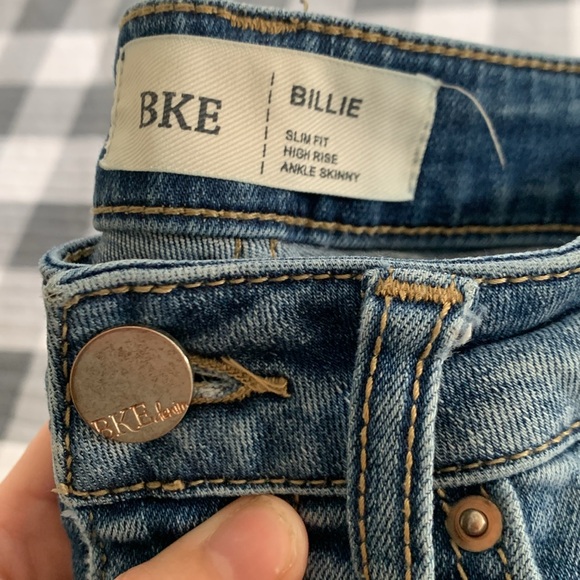 BKE BILLIE Slim Fit High Rise Ankle Skinny Distressed Blue Jeans from Buckle - Picture 3 of 12